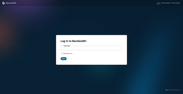 Security scan screenshot of https://app.bandwidth.com
