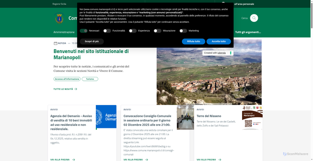 Security scan screenshot of https://www.comune.marianopoli.cl.it/
