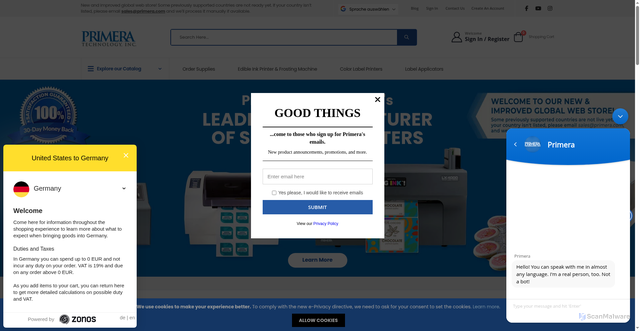 Security scan screenshot of https://primera.com