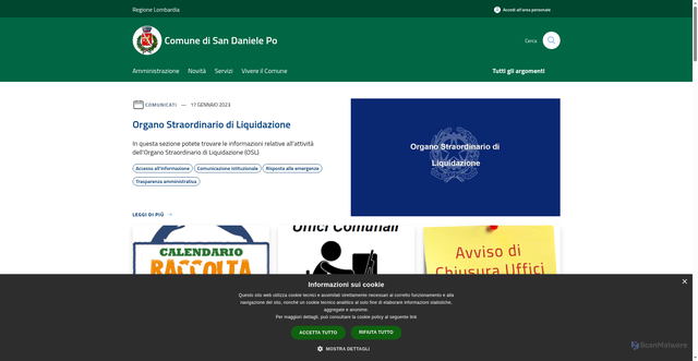 Security scan screenshot of https://www.comune.sandanielepo.cr.it/it