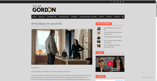 Security scan screenshot of https://thefilmgordon.com/alls-fair-recap-oh-jesus/