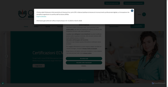 Security scan screenshot of https://opivicenza.it/