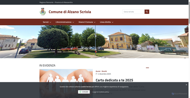 Security scan screenshot of https://www.comune.alzanoscrivia.al.it/it-it/home