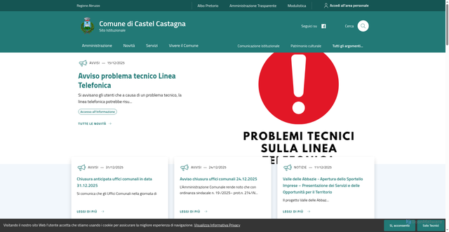 Security scan screenshot of https://www.comune.castelcastagna.te.it/