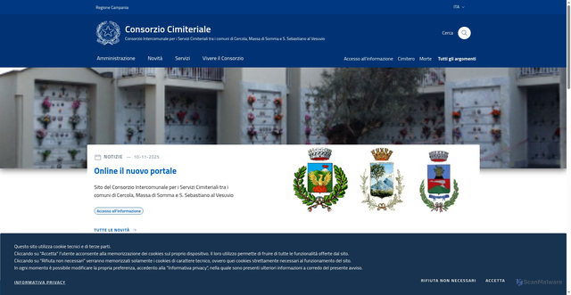 Security scan screenshot of https://www.consorziocimiteriale.it
