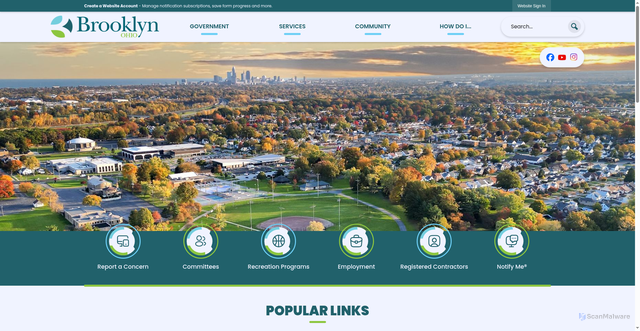 Security scan screenshot of https://brooklynohio.gov/