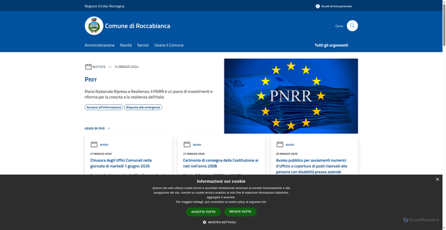 Security scan screenshot of https://www.comune.roccabianca.pr.it