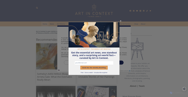 Security scan screenshot of https://artincontext.org