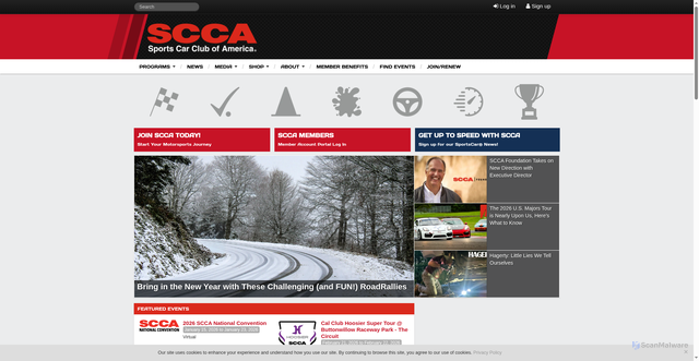 Security scan screenshot of https://www.scca.com/