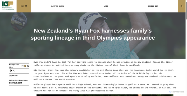 Security scan screenshot of https://www.igfgolf.org/news/2024/04/05/ryan-fox-set-for-olympic-games-trifecta-paris