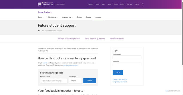 Security scan screenshot of https://uqfuture.crm.test.uq.edu.au