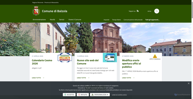 Security scan screenshot of https://comune.balzola.al.it