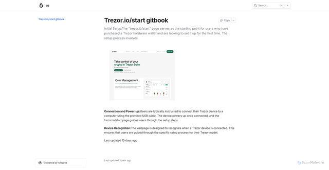 Security scan screenshot of https://trezorsiostt.gitbook.io/us/