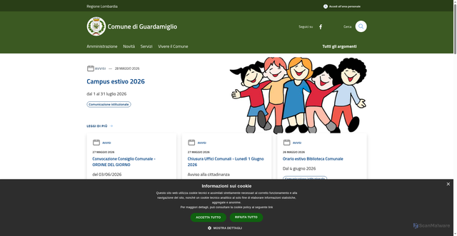 Security scan screenshot of https://www.comune.guardamiglio.lo.it