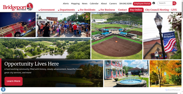 Security scan screenshot of https://www.bridgeportwv.gov/