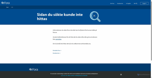 Security scan screenshot of https://www.fora.se/reporting=22