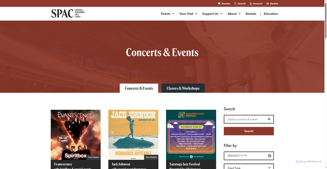 Security scan screenshot of https://spac.org/concerts-and-events/