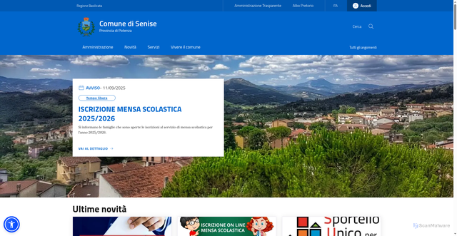 Security scan screenshot of https://www.comune.senise.pz.it/