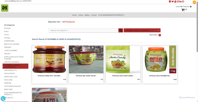 Security scan screenshot of https://dorshoponline.in/shop?cat=29379