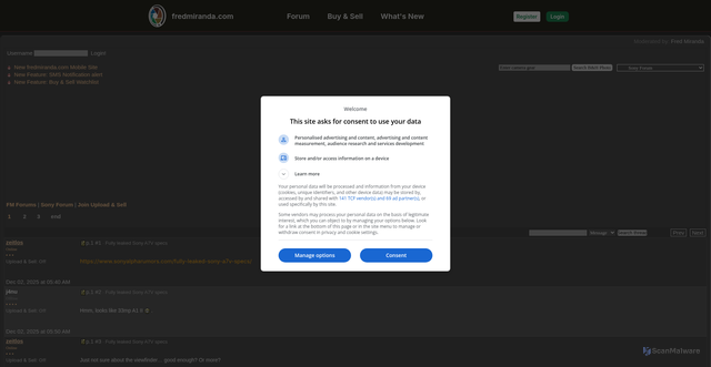 Security scan screenshot of https://www.fredmiranda.com/forum/topic/1924941/