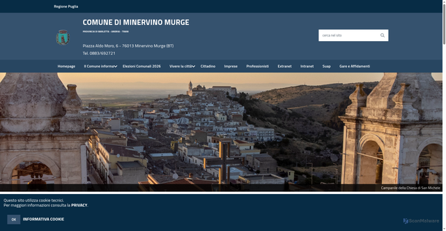 Security scan screenshot of https://www.comune.minervinomurge.bt.it/