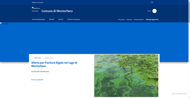 Security scan screenshot of https://www.comune.montorfano.co.it/