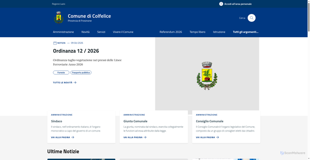 Security scan screenshot of https://www.comune.colfelice.fr.it