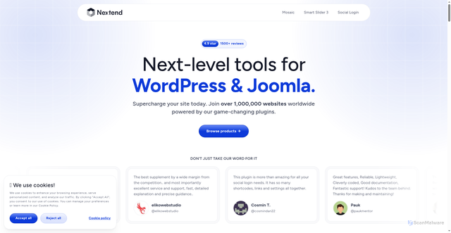 Security scan screenshot of https://nextendweb.com