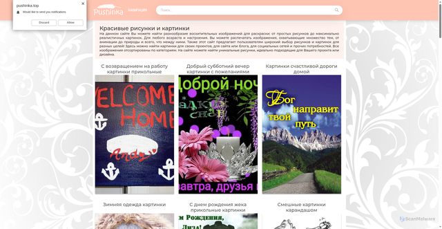 Security scan screenshot of https://pushinka.top