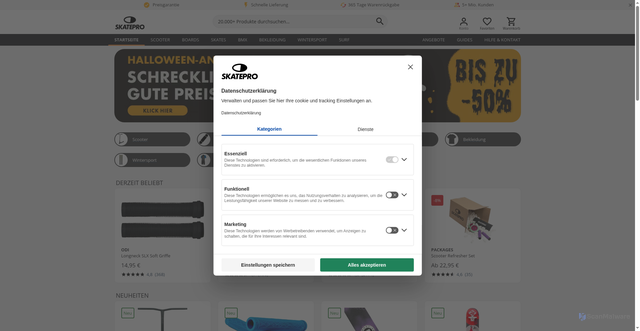Security scan screenshot of https://skatepro.com