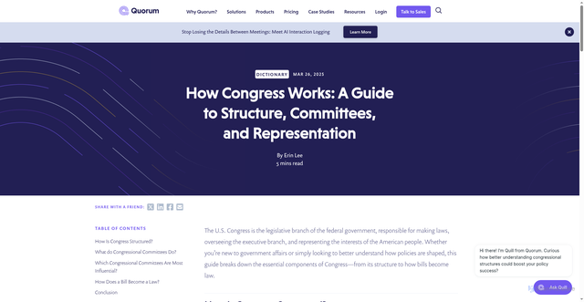 Security scan screenshot of https://www.quorum.us/public-affairs-dictionary/how-congress-works-a-guide-to-structure-committees-and-representation/