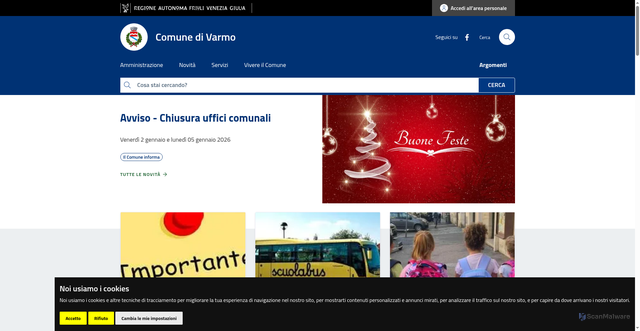 Security scan screenshot of https://www.comune.varmo.ud.it/