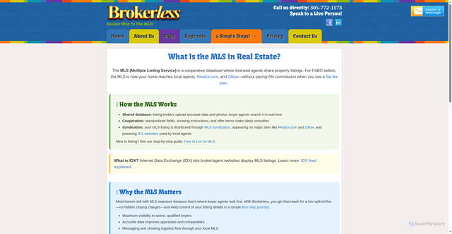 Security scan screenshot of https://brokerless.com/what-is-mls-in-real-estate