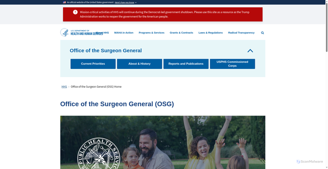 Security scan screenshot of https://www.hhs.gov/surgeongeneral/index.html
