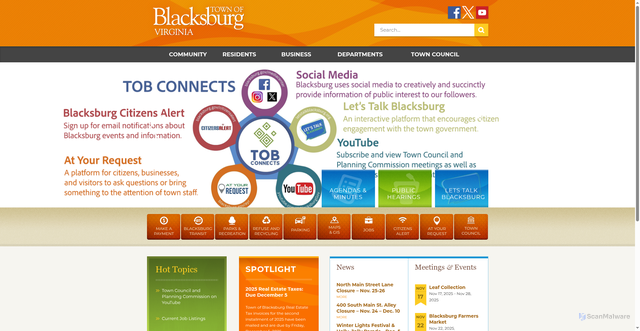 Security scan screenshot of https://www.blacksburg.gov/