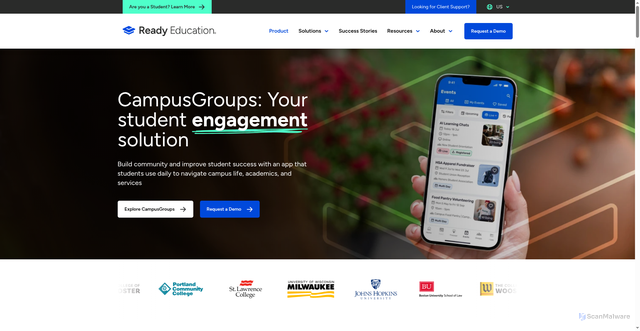 Security scan screenshot of https://www.campusgroups.com
