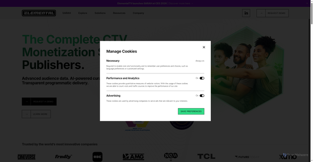 Security scan screenshot of https://elementaltv.io