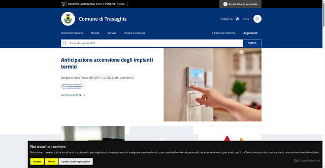 Security scan screenshot of https://www.comune.trasaghis.ud.it/