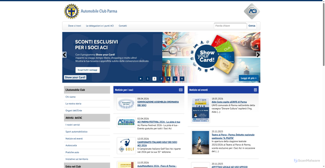 Security scan screenshot of http://www.parma.aci.it/