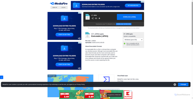 Security scan screenshot of https://citrusx.online/download.php?file=garena