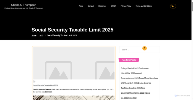 Security scan screenshot of https://charlacthompsonv.pages.dev/bbbdu-social-security-taxable-limit-2025-suhcp/