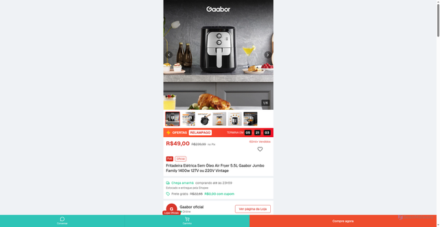 Security scan screenshot of https://v0-fritadeira-eletrica-gaabor.vercel.app