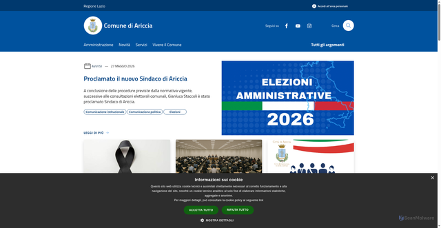 Security scan screenshot of https://www.comune.ariccia.rm.it