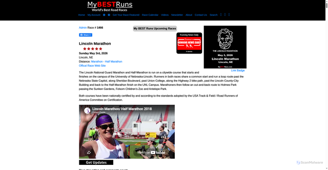 Security scan screenshot of https://mybestruns.com/LincolnMarathon