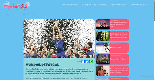 Security scan screenshot of https://www.culturarecreacionydeporte.gov.co/es/bogotanitos/recreaccion/mundial-de-futbol