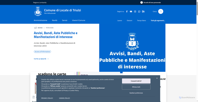 Security scan screenshot of https://www.comune.locateditriulzi.mi.it