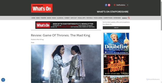 Security scan screenshot of https://www.whatsonlive.co.uk/staffordshire/news/review-game-of-thrones-the-mad-king/65931