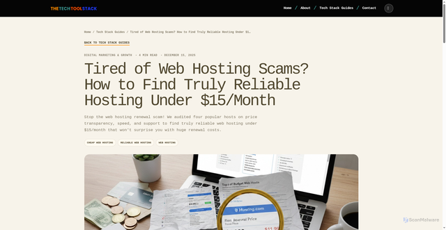 Security scan screenshot of https://thetechtoolstack.pages.dev/textcheapest-web-hosting/