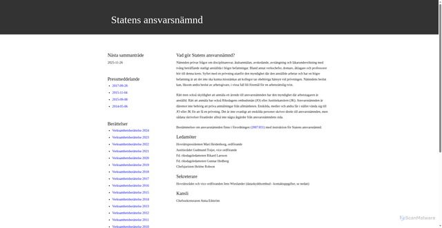Security scan screenshot of https://statensansvarsnamnd.se/