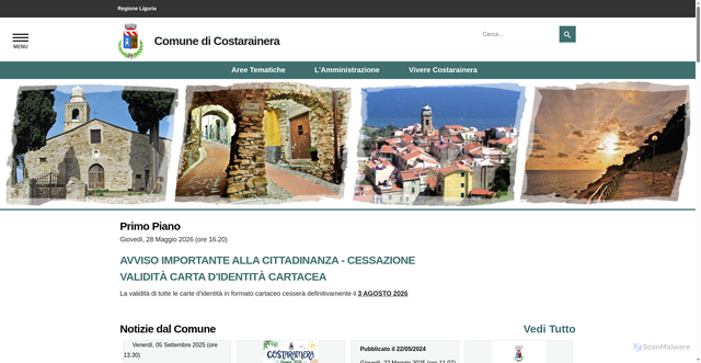 Security scan screenshot of https://www.comune.costarainera.im.it